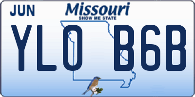 MO license plate YL0B6B
