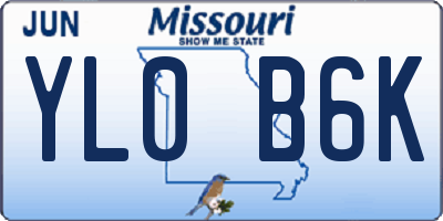 MO license plate YL0B6K