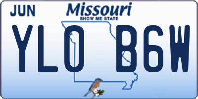 MO license plate YL0B6W