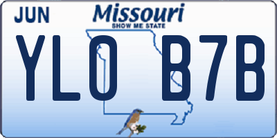 MO license plate YL0B7B