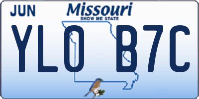 MO license plate YL0B7C