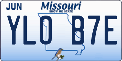 MO license plate YL0B7E