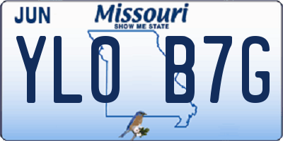 MO license plate YL0B7G