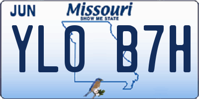 MO license plate YL0B7H