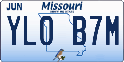 MO license plate YL0B7M