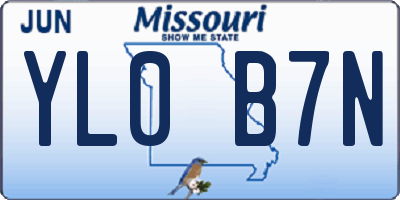 MO license plate YL0B7N