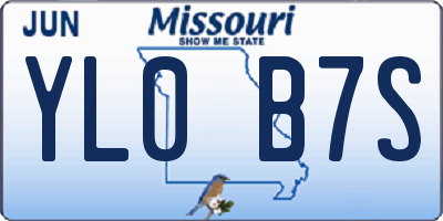 MO license plate YL0B7S