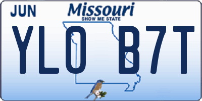 MO license plate YL0B7T