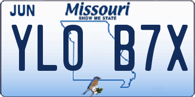 MO license plate YL0B7X