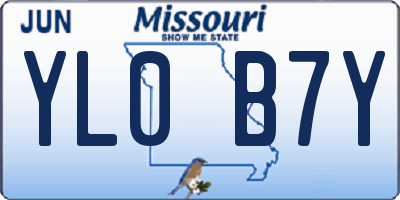MO license plate YL0B7Y