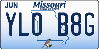 MO license plate YL0B8G