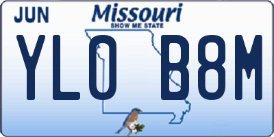 MO license plate YL0B8M