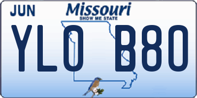 MO license plate YL0B8O