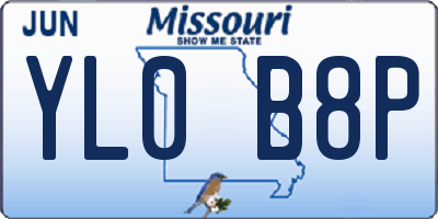MO license plate YL0B8P
