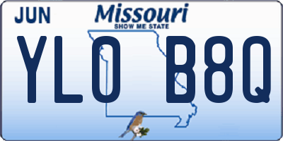 MO license plate YL0B8Q