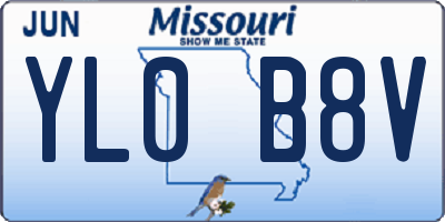 MO license plate YL0B8V