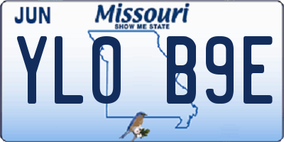 MO license plate YL0B9E