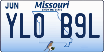MO license plate YL0B9L