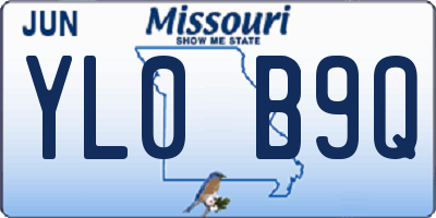 MO license plate YL0B9Q