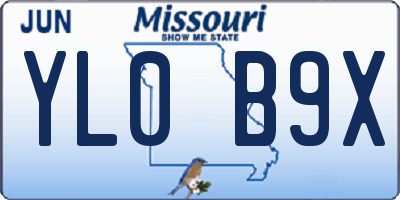 MO license plate YL0B9X