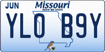MO license plate YL0B9Y