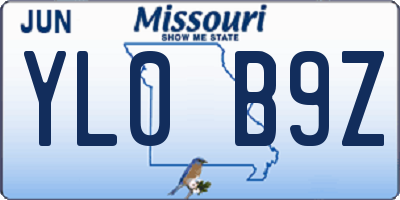 MO license plate YL0B9Z