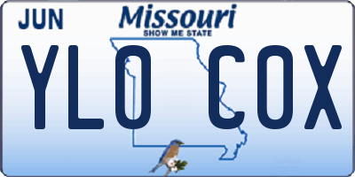 MO license plate YL0C0X