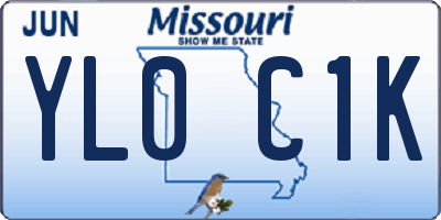 MO license plate YL0C1K