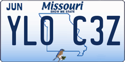 MO license plate YL0C3Z