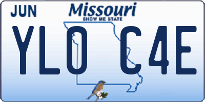 MO license plate YL0C4E