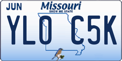 MO license plate YL0C5K