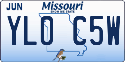 MO license plate YL0C5W