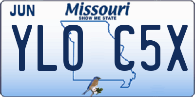MO license plate YL0C5X