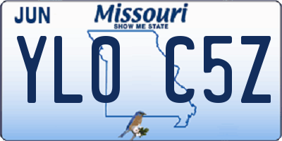 MO license plate YL0C5Z