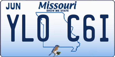MO license plate YL0C6I