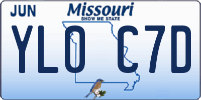 MO license plate YL0C7D