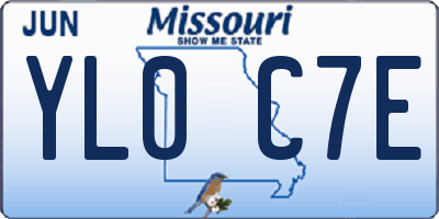 MO license plate YL0C7E