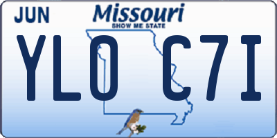 MO license plate YL0C7I