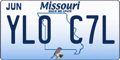 MO license plate YL0C7L