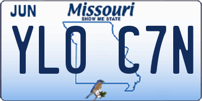 MO license plate YL0C7N
