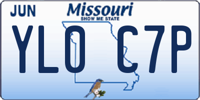 MO license plate YL0C7P