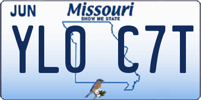 MO license plate YL0C7T