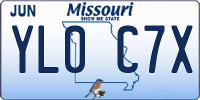 MO license plate YL0C7X