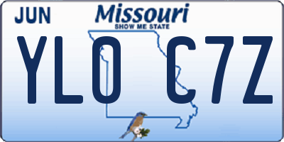 MO license plate YL0C7Z