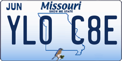 MO license plate YL0C8E