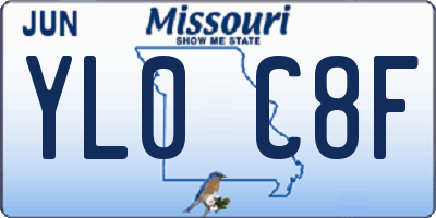 MO license plate YL0C8F