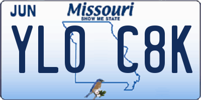 MO license plate YL0C8K