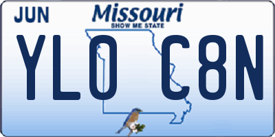 MO license plate YL0C8N