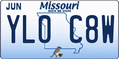 MO license plate YL0C8W