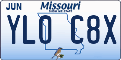 MO license plate YL0C8X
